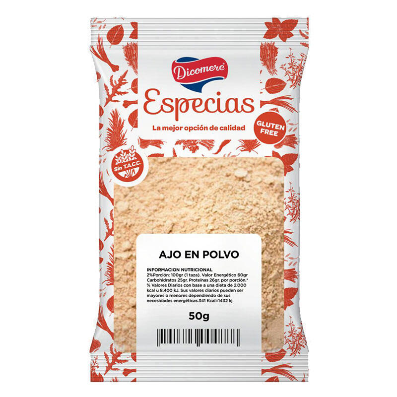 Ajo en Polvo - Paquete - 50 gr. / 1,76 Oz. - Marca: DICOMERE