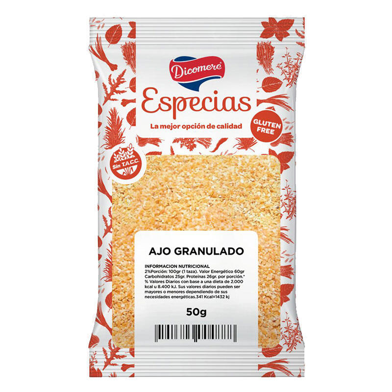 Ajo Granulado - Paquete - 50 gr. / 1,76 Oz. - Marca: DICOMERE