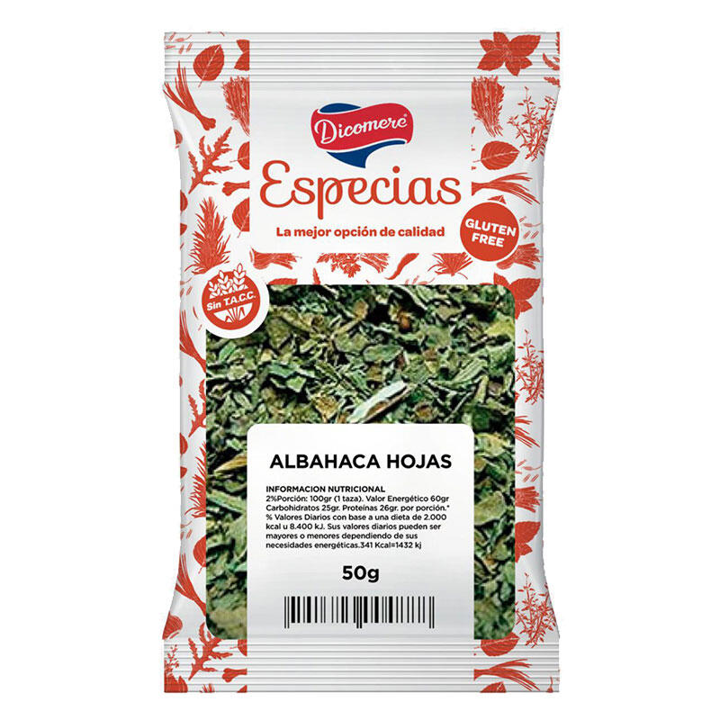 Albahaca en Hojas - Paquete - 25 gr. / 0,88 Oz. - Marca: DICOMERE