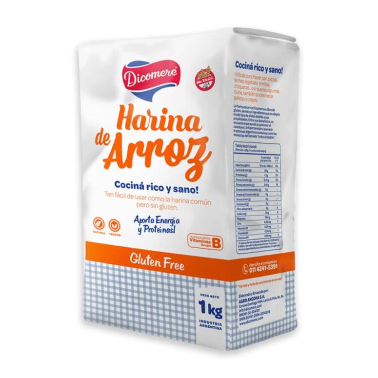 Harina de Arroz - Paquete - 1 Kg. / 2,2 Lb. - Marca: DICOMERE