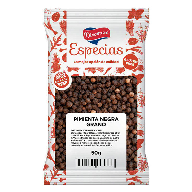 Pimienta Negra en Grano - Paquete - 30 gr. / 1,06 Oz. - Marca: DICOMERE