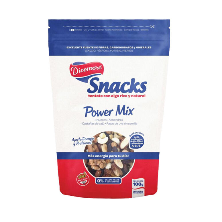 Power Mix (Nueces, Almendras, Cajú, Pasas) - Doypack - 200 gr. / 7,05 Oz. - Marca: DICOMERE
