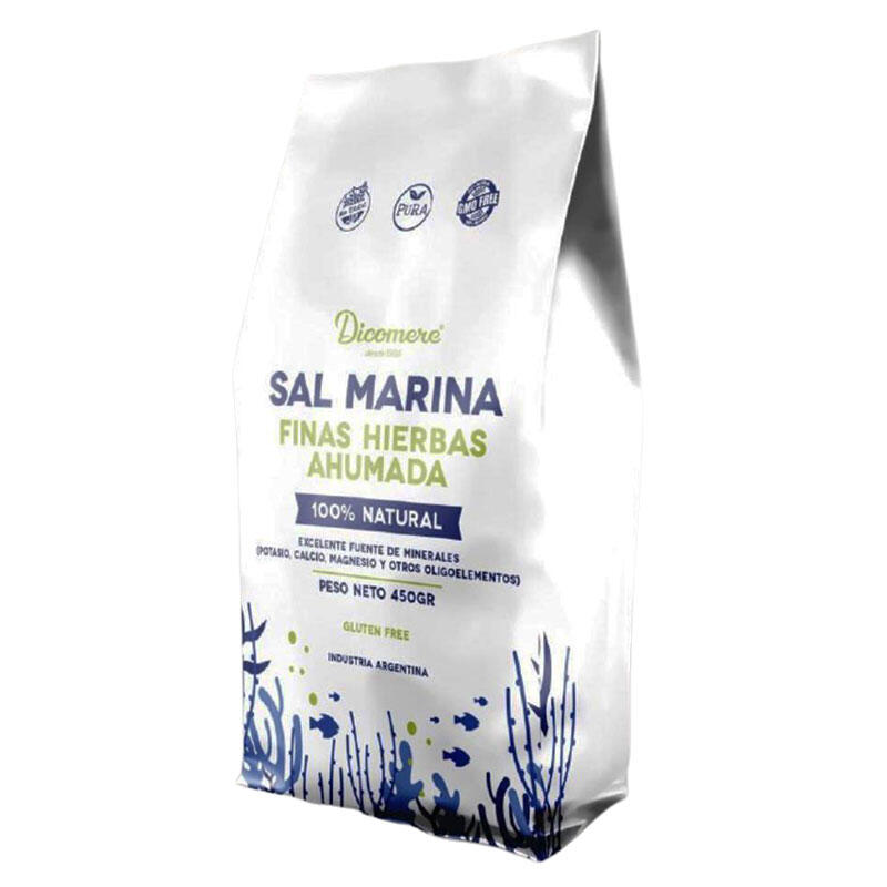 Sal Marina Ahumada Finas Hierbas - Paquete - 450 gr. / 15,87 Oz. - Marca: DICOMERE