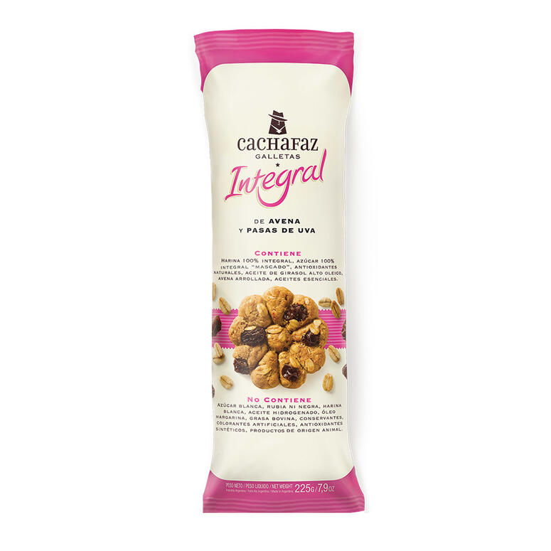 Galletas Integrales de Avena y Pasas de Uva - Paquete - 225 gr. / 7,94 Oz. - Marca: CACHAFAZ