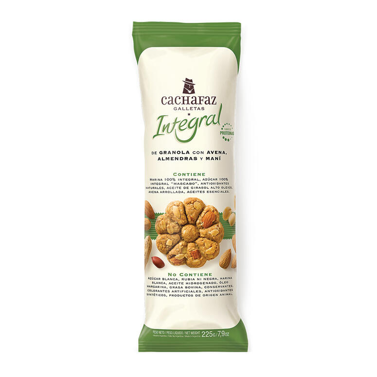 Galletas Integrales de Granola con Avena, Almendras y Mani - Paquete - 225 gr. / 7,94 Oz. - Marca: CACHAFAZ