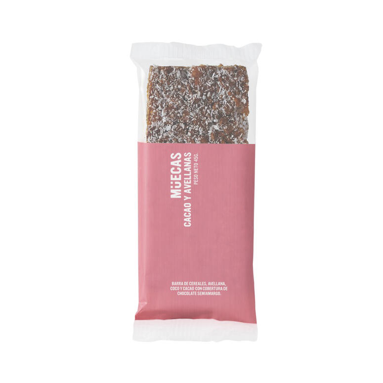 Barra de cereal Cacao y Avellanas - Por unidad - 45 gr. / 1,59 Oz. - Marca: MUECAS