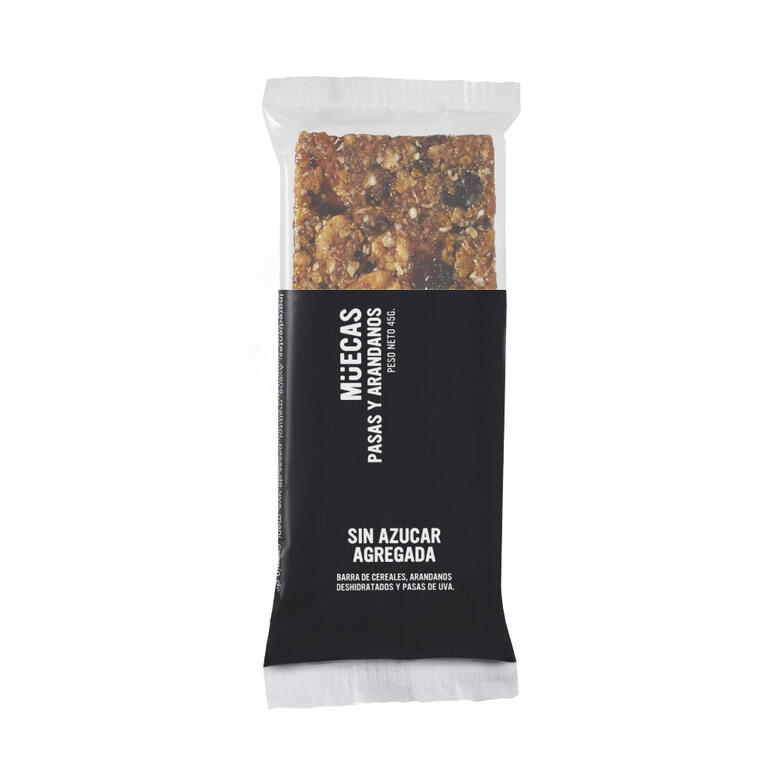 Barra de cereal Sin Azucar Pasas y Arandanos - Por unidad - 45 gr. / 1,59 Oz. - Marca: MUECAS