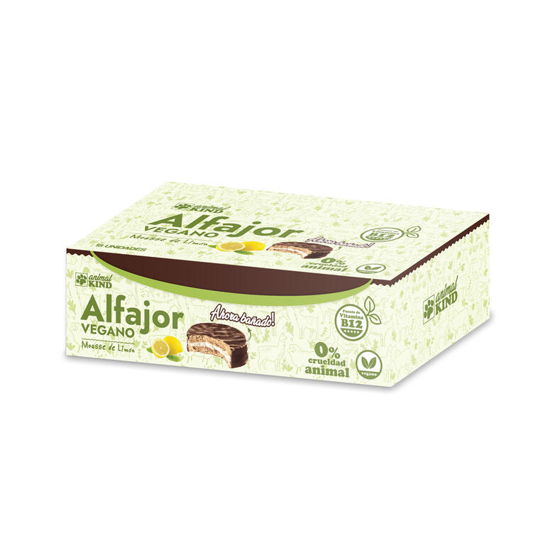 Alfajor Vegano Mousse de Limon con Cobertura - Display x18 u. - 900 gr. / 31,75 Oz. - Marca: ANIMAL KIND