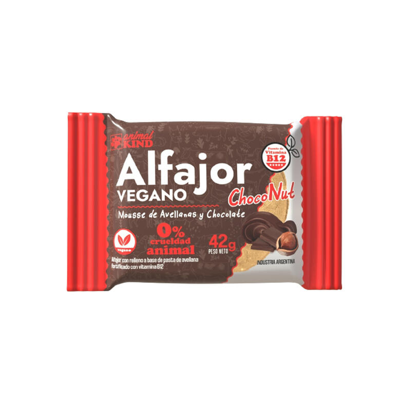 Alfajor Vegano Mousse de Avellanas con Cobertura - Por unidad - 50 gr. / 1,76 Oz. - Marca: ANIMAL KIND