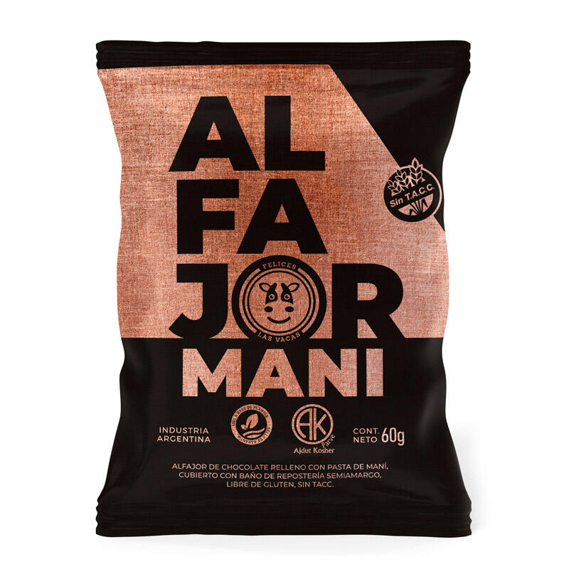 Alfajor Vegano Mani - Caja x12 u. - 720 gr. / 25,39 Oz. - Marca: Felices las vacas