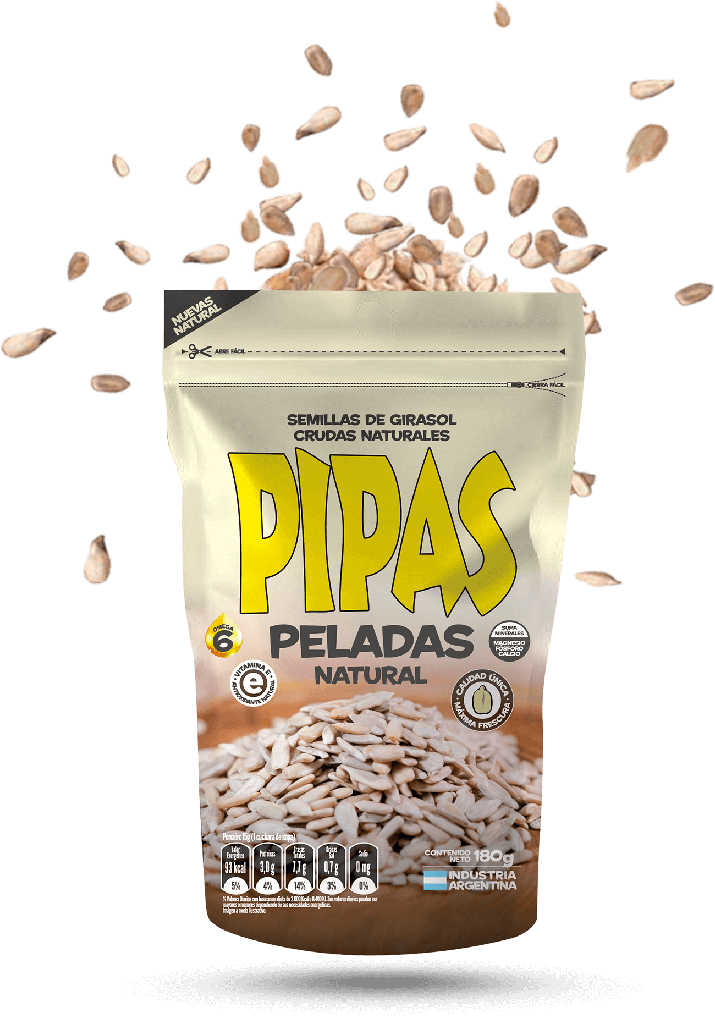Semillas de girasol crudas naturales Peladas Natural - Doypack - 180 gr. / 6,35 Oz. - Marca: PIPAS