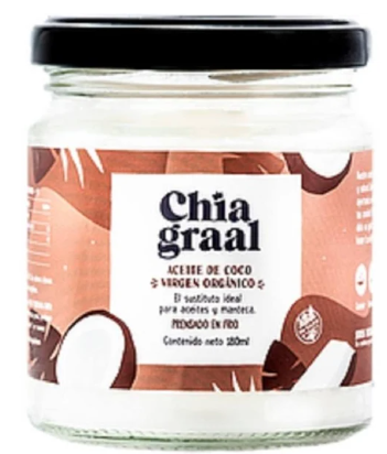 Aceite de Coco Virgen - Frasco - 180 gr. / 6,35 Oz. - Marca: Chia Graal