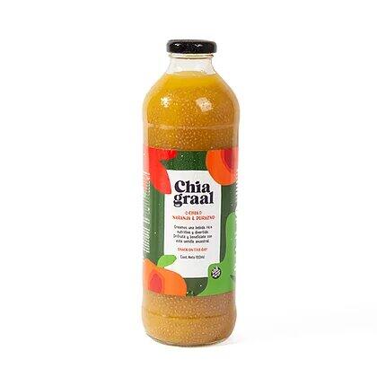Jugo de frutas con semillas de chia Durazno, Naranja & Chia - Botella - 910 ml. / 30,77 fl Oz. - Marca: Chia Graal
