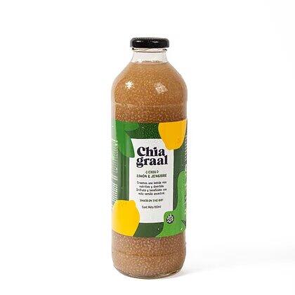 Jugo de frutas con semillas de chia Limon, Jengibre & Chia - Botella - 910 ml. / 30,77 fl Oz. - Marca: Chia Graal