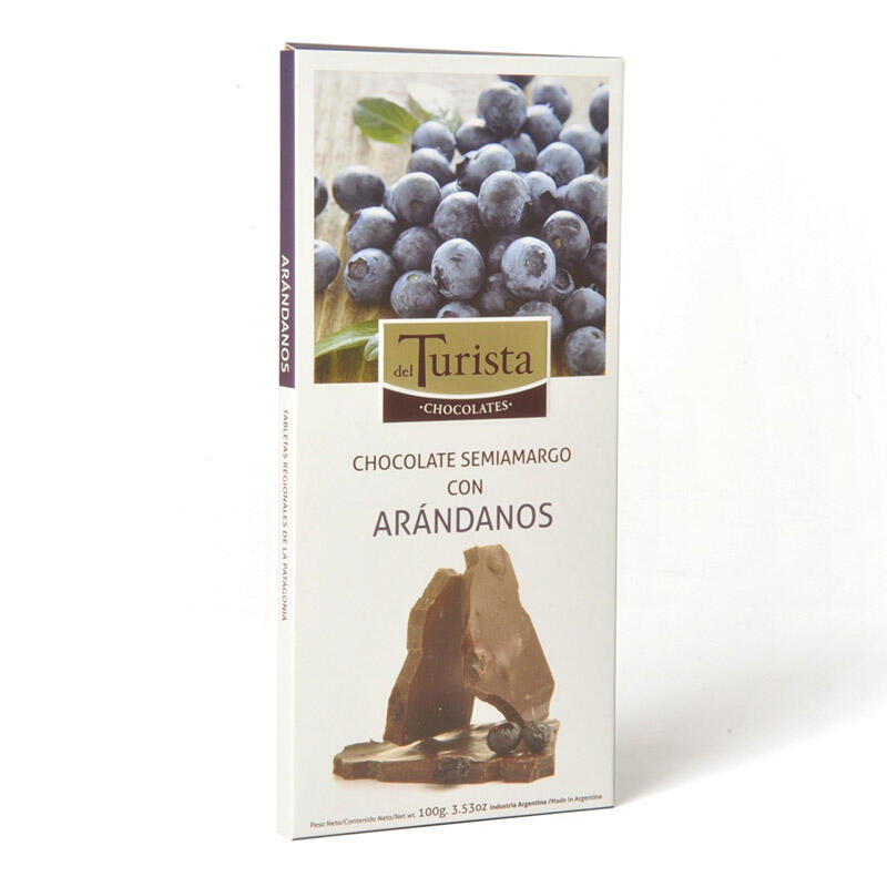 Tableta Chocolate Semiamargo con Arandano - Caja - 100 gr. / 3,53 Oz. - Marca: Del Turista