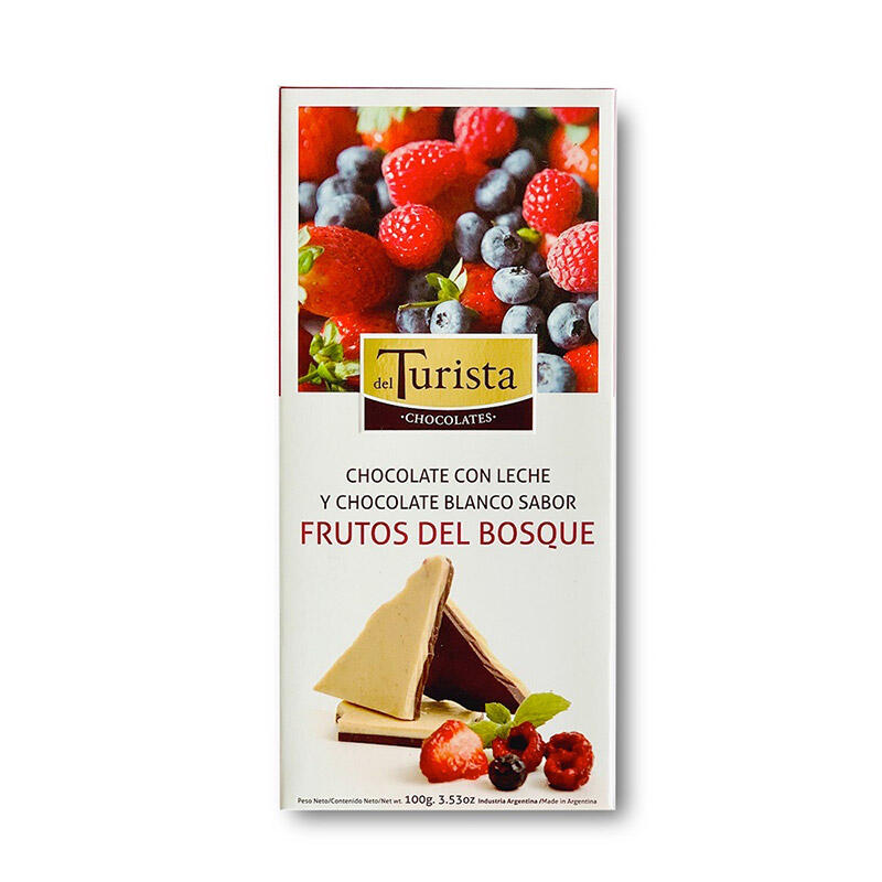 Tableta Chocolate Blanco con Leche Frutos del Bosque - Caja - 100 gr. / 3,53 Oz. - Marca: Del Turista