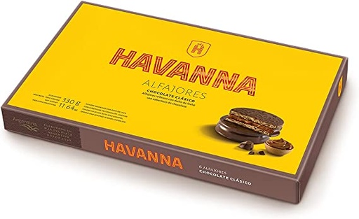 Alfajor relleno de dulce de leche y cobertura de chocolate - Pack x 6 u. - Marca: HAVANNA