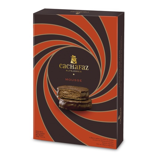 Alfajor relleno con mousse de chocolate cubierto de chocolate con leche - Pack x 6 u. - Marca: CACHAFAZ
