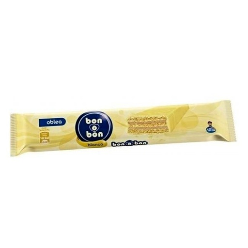 [GLL-049] Oblea con baño de chocolate blanco - 30 grs / 1,05 Oz. - Marca: BON O BON
