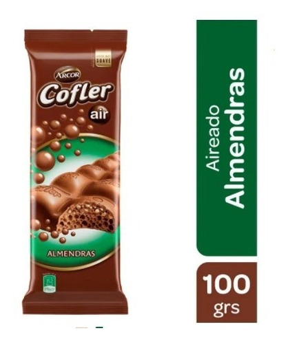 [CCH-198] Tableta aireada Cofler con almendras - 100 gr / 3,5 Oz.