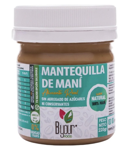 [UNT-023] Mantequilla de maní natural - 220 gr. / 7,7 Oz. - Marca: B Your Food