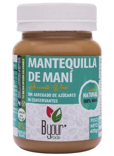 [UNT-022] Mantequilla de maní natura - 400 gr. / 14,1 Oz. - Marca: B Your Food