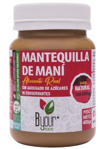 [UNT-021] Mantequilla de maní endulzada con stevia - 400 gr. / 14,1 Oz - Marca: B Your Food