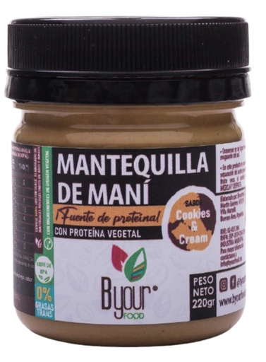 [UNT-024] Mantequilla de maní proteica cookies & cream - 220 gr. / 7,7 Oz. - Marca: B Your Food