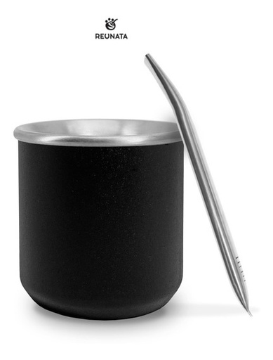 [TDS-00836] Mate viajero premium acero inox color negro - Marca: REUNATA