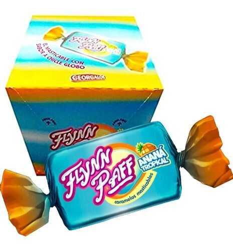 [TDS-01338] Caramelo masticable sabor anana tropical - Caja x 70 u. - 560gr. / 19,75Oz. - Marca: FLYNN PAFF