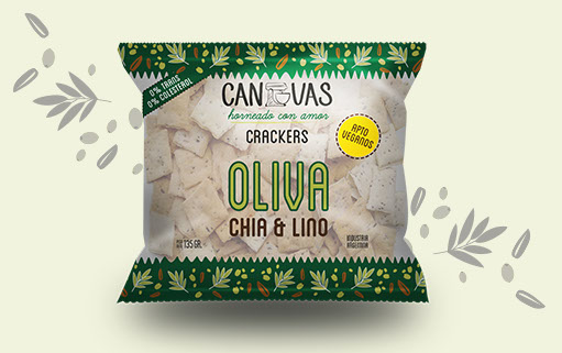 [TDS-01541] Galletitas tipo crackers con aceite de oliva, semillas de chia y lino - 150gr. / 5,29Oz. - Marca: CANVAS