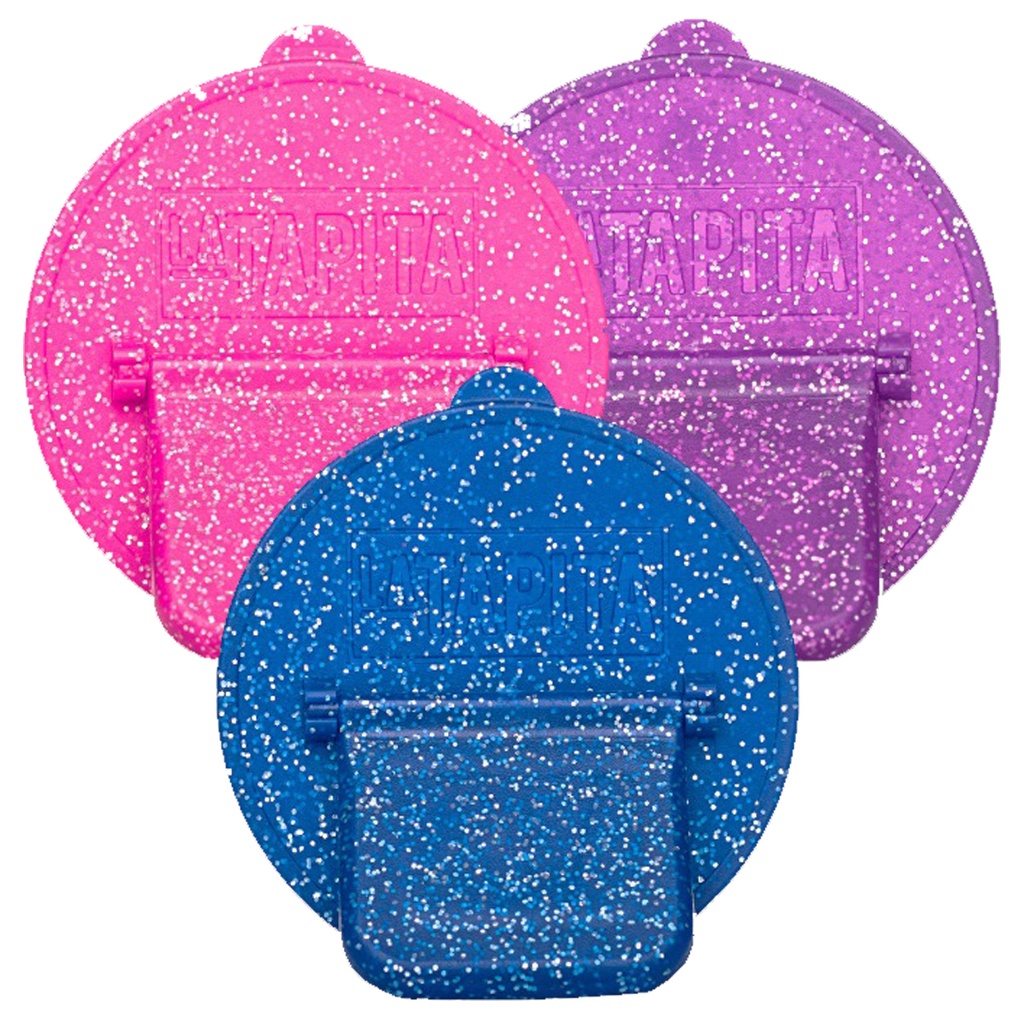 Tapa para LATAS de colores con Glitter - Pack x 24 u. - Marca: LA TAPITA