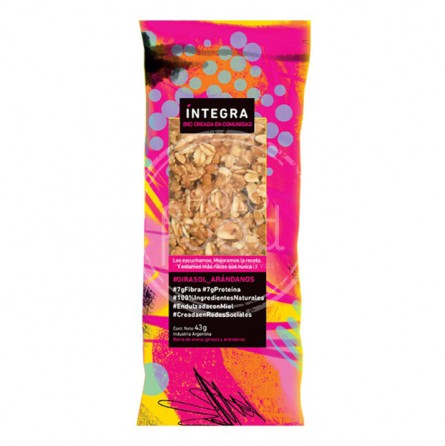 [TDS-01692] Barra de cereal Girasol y Arándanos - Paquete - 43 gr. / 1,52 Oz. - Marca: Integra