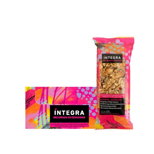 [TDS-01693] Barra de cereal Girasol y Arándanos- Display x 10 u. - Marca: Integra