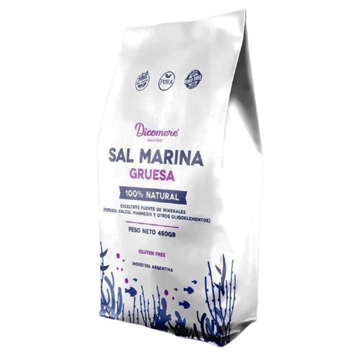 [TDS-01762] Sal Marina 100% Natural Gruesa - Paquete - 450 gr. / 15,87 Oz. - Marca: DICOMERE