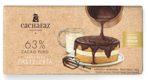 [TDS-01806] Chocolate para Pastelería 63% Cacao Puro - Flowpack - 100 gr. / 3,53 Oz. - Marca: CACHAFAZ