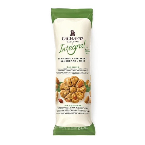 [TDS-01809] Galletas Integrales de Granola con Avena, Almendras y Mani - Paquete - 225 gr. / 7,94 Oz. - Marca: CACHAFAZ
