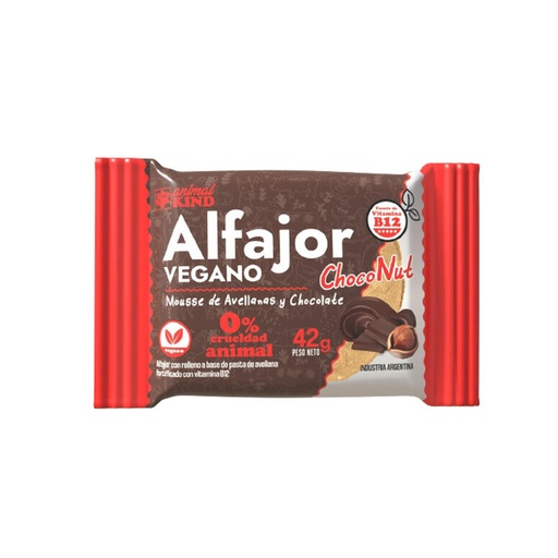 [TDS-01855] Alfajor Vegano Mousse de Avellanas con Cobertura - Por unidad - 50 gr. / 1,76 Oz. - Marca: ANIMAL KIND