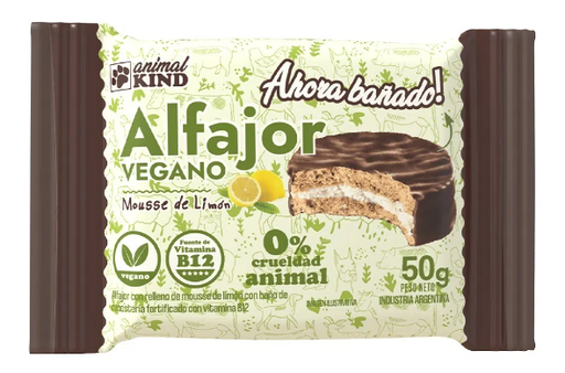 [TDS-01856] Alfajor Vegano Mousse de Limon con Cobertura - Por unidad - 50 gr. / 1,76 Oz. - Marca: ANIMAL KIND