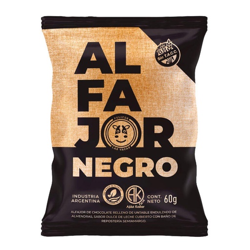 [TDS-01861] Alfajor Vegano Negro - Caja x12 u. - 720 gr. / 25,4 Oz. - Marca: Felices las vacas