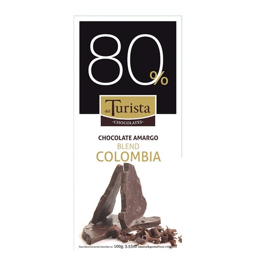 [TDS-02019] Tableta Chocolate Amargo 80% - Caja - 100 gr. / 3,53 Oz. - Marca: Del Turista