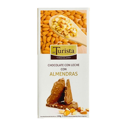 [TDS-02020] Tableta Chocolate Con Leche y Almendras - Caja - 100 gr. / 3,53 Oz. - Marca: Del Turista