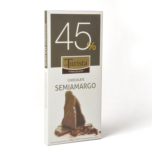 [TDS-02021] Tableta Chocolate Semiamargo 45% - Caja - 100 gr. / 3,53 Oz. - Marca: Del Turista