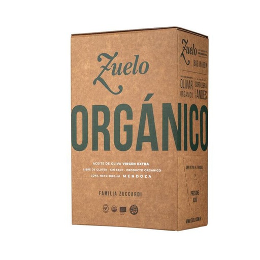 [TDS-02025] Aceite de Oliva Bag in Box Orgánico - Caja - 2000 ml. / 67,63 fl Oz. - Marca: Zuelo